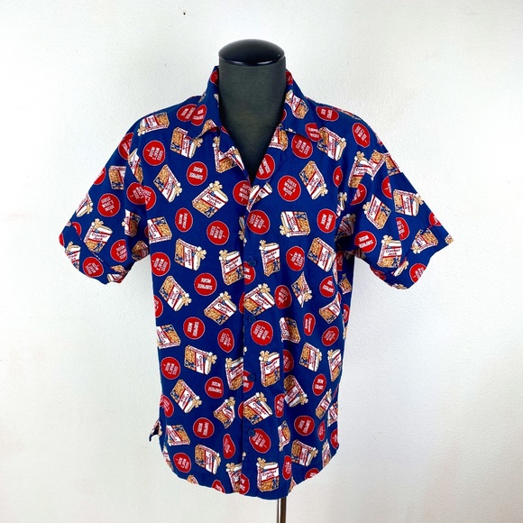 Vintage 2002 Cracker Jack Shirt Cotton Short Sleeve Button Front Mens Size Large - Picture 1 of 9